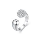 Simple Bright Geometric Cubic Zircon Adjustable Open Ring Silver - One Size
