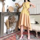 Irregular Color-block Sleeveless Dress As Figure - One Size