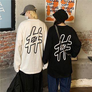 Long-sleeve Symbol Print T-shirt