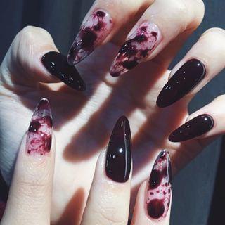 Printed Nail Art False Nail 386 - Pointed - One Size