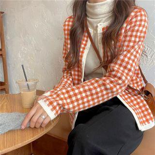 Check Cardigan Orange - One Size