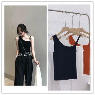 Asymmetric Spaghetti Strap Knit Top