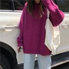 Crew-neck Sweater Purple - One Size