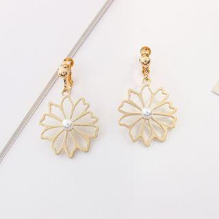 Flower Faux Pearl Alloy Dangle Earring