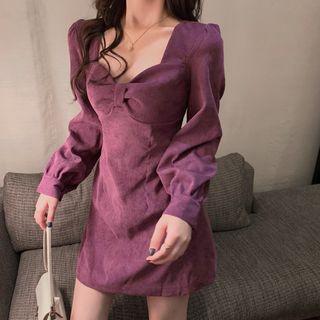 Sweetheart Neckline Long-sleeve A-line Mini Dress
