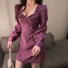 Sweetheart Neckline Long-sleeve A-line Mini Dress