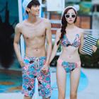 Couple Matching Floral Swim Shorts/ Set: Bikini + Elbow Sleeve Dress