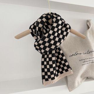Chessboard Plaid Scarf Black & White - One Size