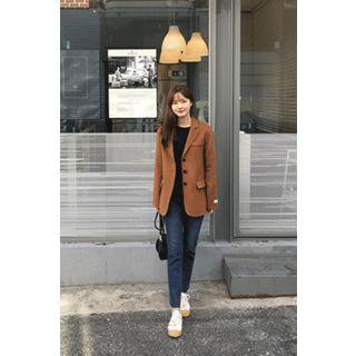 Wool Blend Single-breasted Blazer