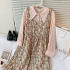 Shirt / Floral Print Overall Dress