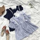 Square-neck Ruffled-trim Top