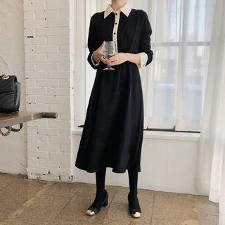 Two-tone A-line Midi Shirtdress