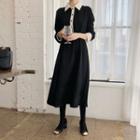 Two-tone A-line Midi Shirtdress