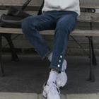 Buttoned Seam Slim-fit Jeans