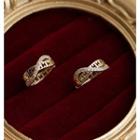Rhinestone Cut-out Hoop Earring 1 Pair - Silver - One Size