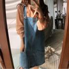 Denim Pinafore / Long-sleeve Blouse