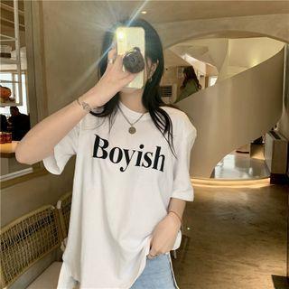 Lettering Print Dip Back Tee