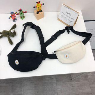Heart Print Canvas Sling Bag