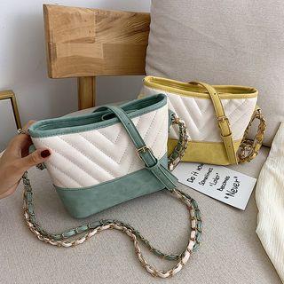Stitched Panel Crossbody Tote Bag