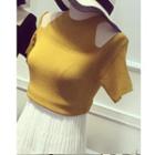 Short-sleeve Cut Out Knit Top