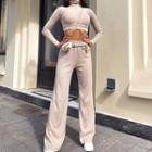 Set: Mock Neck Long Sleeve Crop Top + Sweatpants