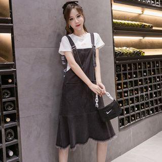 Midi Mermaid Denim Suspender Dress