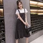 Midi Mermaid Denim Suspender Dress