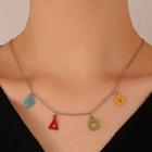 Cartoon Necklace 01 - Blue & Red & Green & Yellow - One Size
