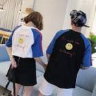 Couple Matching Short-sleeve Smiley Face Print T-shirt