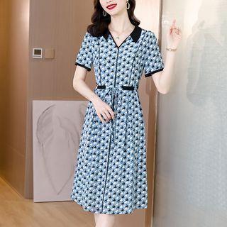 Houndstooth Midi A-line Dress