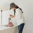 Crochet-trim Half-placket Shirt