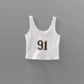 Number Print Crop Tank Top