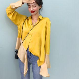Color Panel Blouse As Shown In Figure - One Size