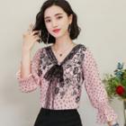 3/4-sleeve Lace Ribbon Top