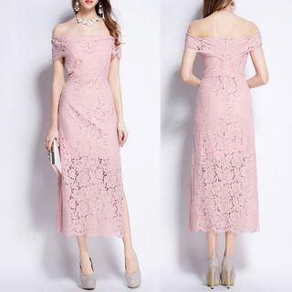 Off Shoulder Lace Midi Dress