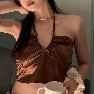 Halter Neck Top Brown - One Size