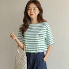 Donald-duck Embroidered Stripe T-shirt