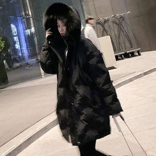 Floral Embroidered Padded Zip-up Parka