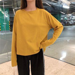 Plain Long-sleeve T-shirt / Wide Leg Sweatpants