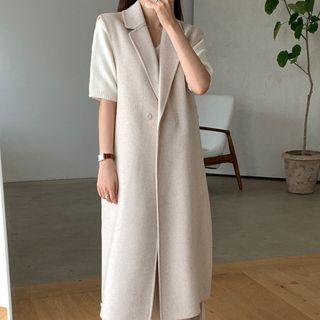 Short-sleeve Single-button Midi Coat