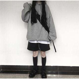 Long-sleeve Plain Hoodie As Shown In Figure - One Size