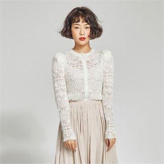 Snap-button Pointelle Cardigan