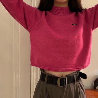 Mock Turtleneck Long-sleeve Knit Cropped Top
