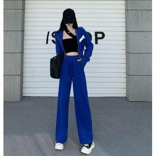 Zip-up Hoodie / High Waist Wide Leg Pants