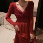 Twisted Knit Midi A-line Dress