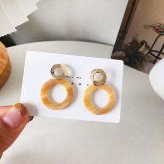 Acetate Hoop Dangle Earring 1 Pair - Beige - One Size