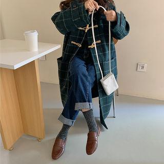 Woolen Plaid Duffle Coat