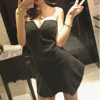 Ruffle Hem Strapless Mini A-line Dress