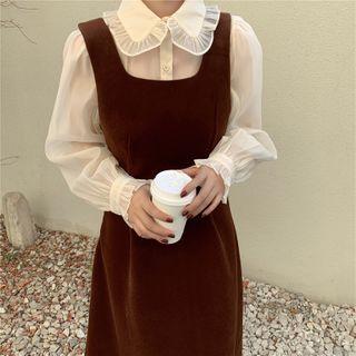 Ruffle Trim Shirt / Tank Midi Dress
