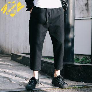 Embroidered Canvas Cropped Pants
